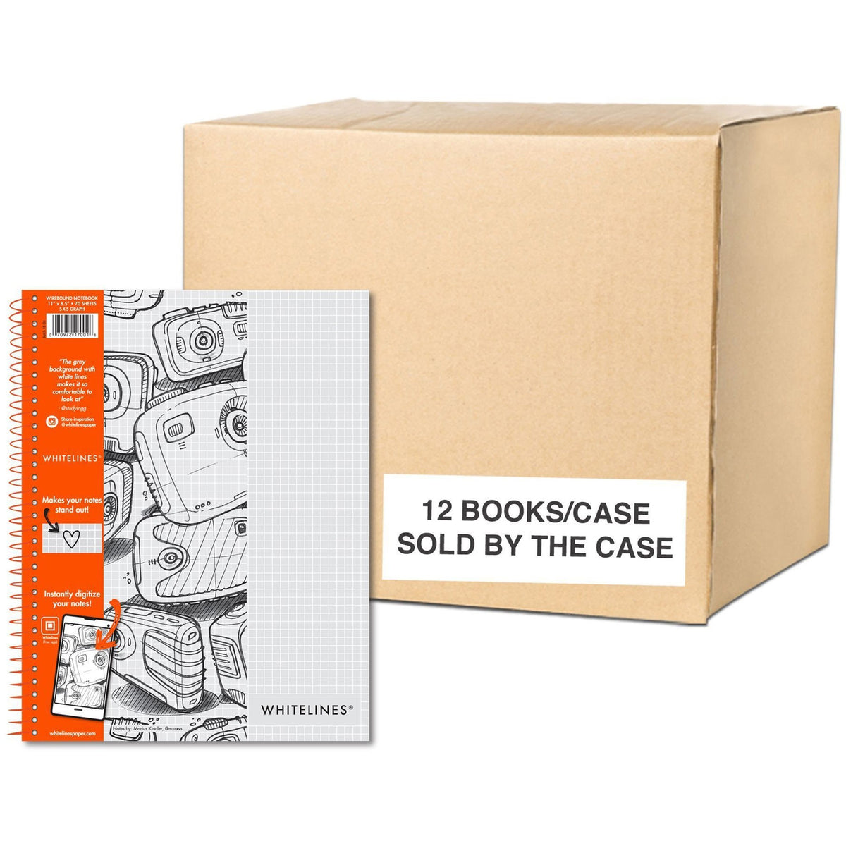 70 Sheets - 140 Pages - Printed - Spiral Bound - Both Side Ruling Surface - 20 lb Basis Weight - 75 g/m² Grammage - 11" x 8 1/2" Sheet Size - 0.33" Height x 8.5" Width x 11" Length - Gray Paper - Orange Binding - SBS Board, Chipboard Cover - 1 Carton