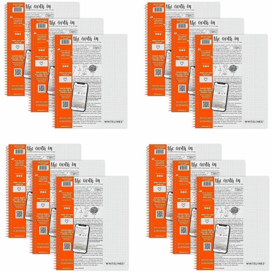 70 Sheets - 140 Pages - Printed - Spiral Bound - Both Side Ruling Surface - 20 lb Basis Weight - 75 g/m² Grammage - 11" x 8 1/2" Sheet Size - 0.33" Height x 8.5" Width x 11" Length - Gray Paper - Orange Binding - SBS Board, Chipboard Cover - 1 Carton
