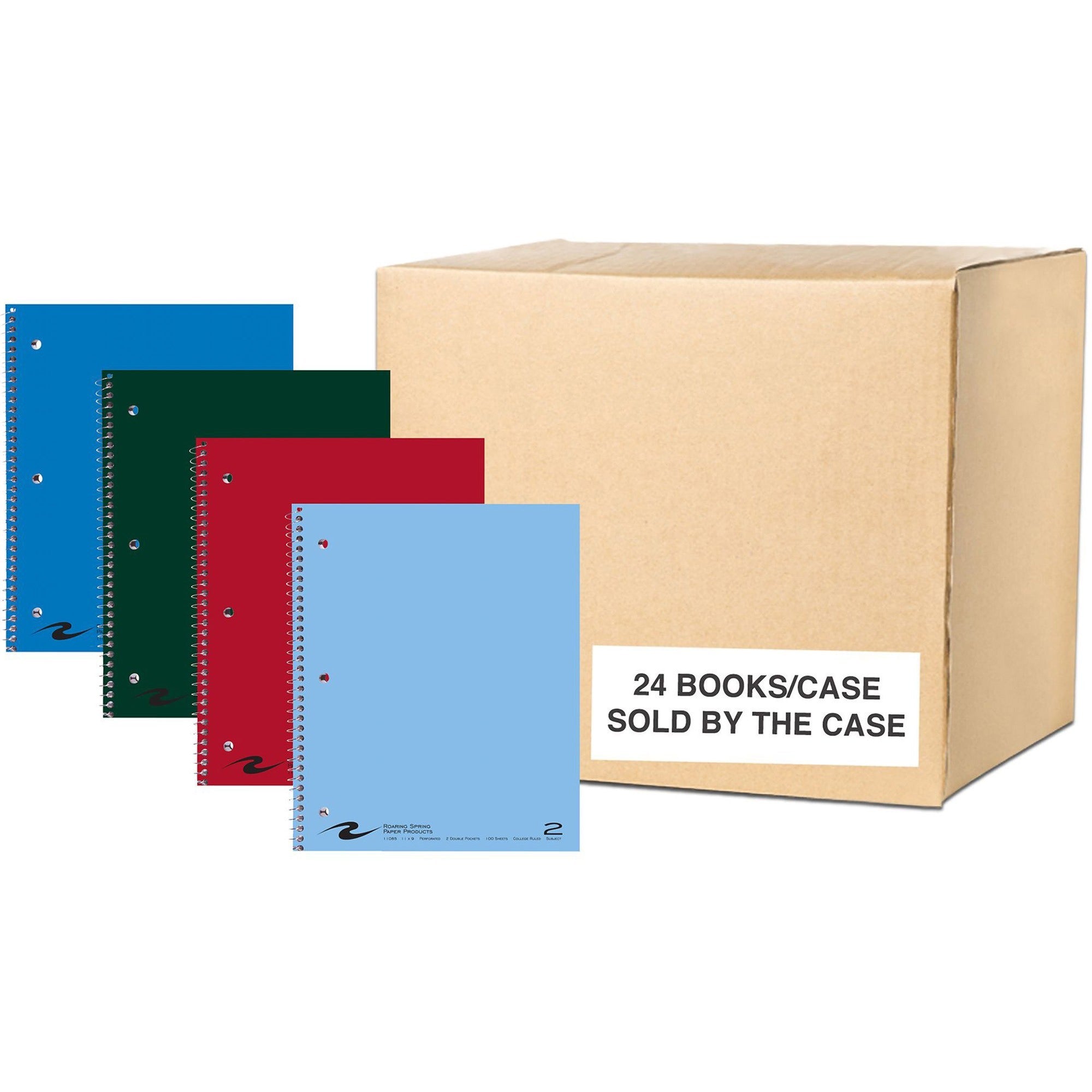 100 Sheets - 200 Pages - Printed - Spiral Bound - Both Side Ruling Surface - Red Margin - 3 Hole(s) - 15 lb Basis Weight - 56 g/m² Grammage - 11" x 9" Sheet Size - 0.50" Height x 9" Width x 11" Length - White Paper - 1 Carton