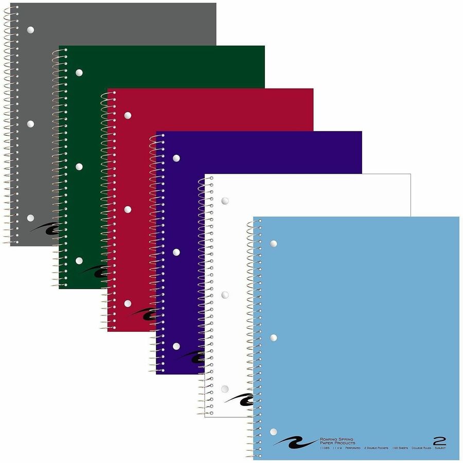 100 Sheets - 200 Pages - Printed - Spiral Bound - Both Side Ruling Surface - Red Margin - 3 Hole(s) - 15 lb Basis Weight - 56 g/m² Grammage - 11" x 9" Sheet Size - 0.50" Height x 9" Width x 11" Length - White Paper - 1 Carton