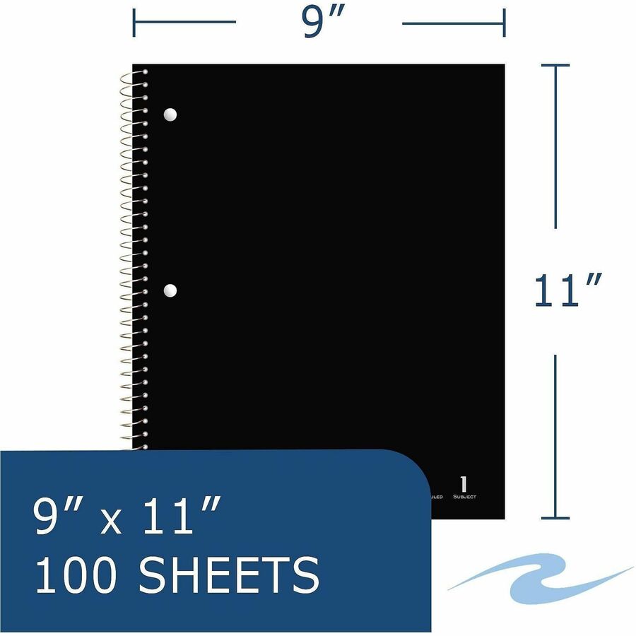 100 Sheets - 200 Pages - Printed - Spiral Bound - Both Side Ruling Surface - Red Margin - 3 Hole(s) - 15 lb Basis Weight - 56 g/m² Grammage - 11" x 9" Sheet Size - 0.33" Height x 9" Width x 11" Length - White Paper - 1 Carton