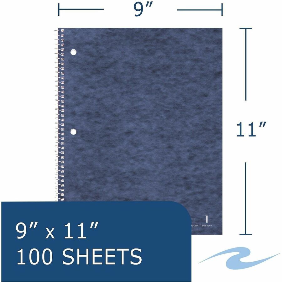 100 Sheets - 200 Pages - Printed - Spiral Bound - Both Side Ruling Surface - Red Margin - 3 Hole(s) - 15 lb Basis Weight - 56 g/m² Grammage - 11" x 9" Sheet Size - 0.33" Height x 9" Width x 11" Length - White Paper - 24 / Carton