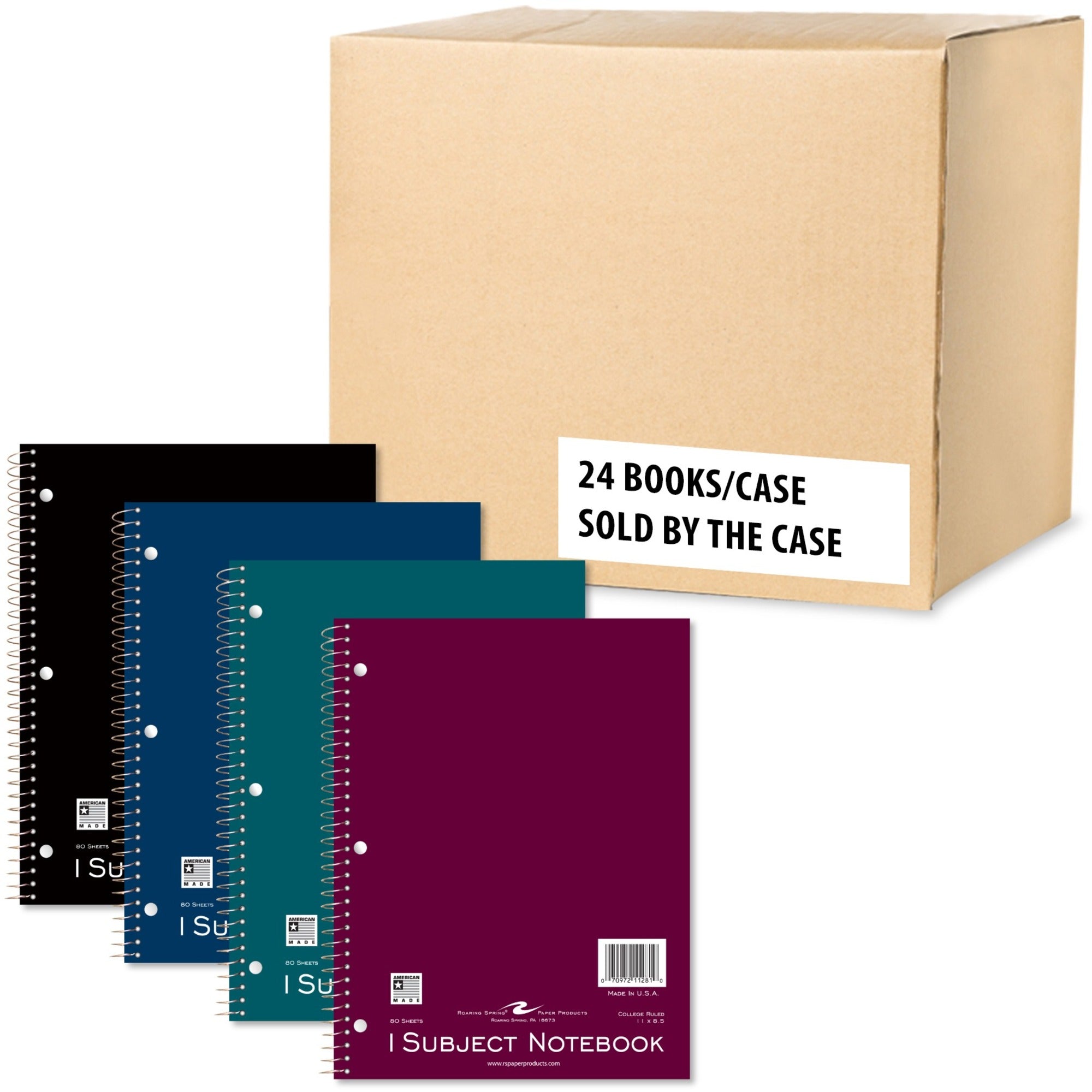 80 Sheets - 160 Pages - Printed - Spiral Bound - Both Side Ruling Surface - Red Margin - 3 Hole(s) - 15 lb Basis Weight - 56 g/m² Grammage - 11" x 8 1/2" Sheet Size - 0.30" Height x 8.5" Width x 11" Length - White Paper - Kraft Cover - 24 / Carton
