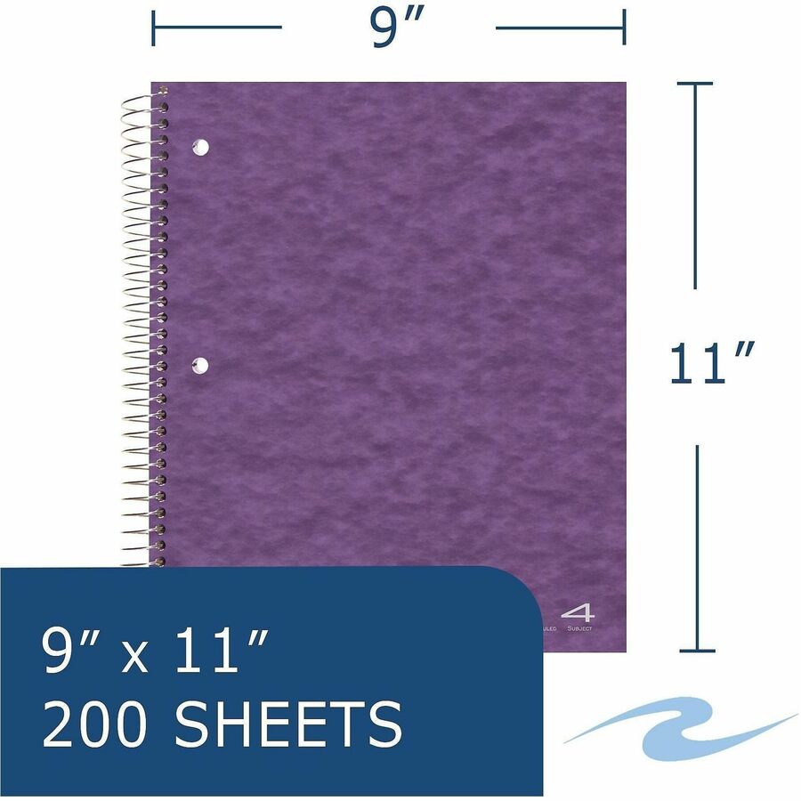200 Sheets - 400 Pages - Printed - Spiral Bound - Both Side Ruling Surface - Red Margin - 3 Hole(s) - 15 lb Basis Weight - 56 g/m² Grammage - 11" x 9" Sheet Size - 0.75" Height x 9" Width x 11" Length - White Paper - 1 Carton