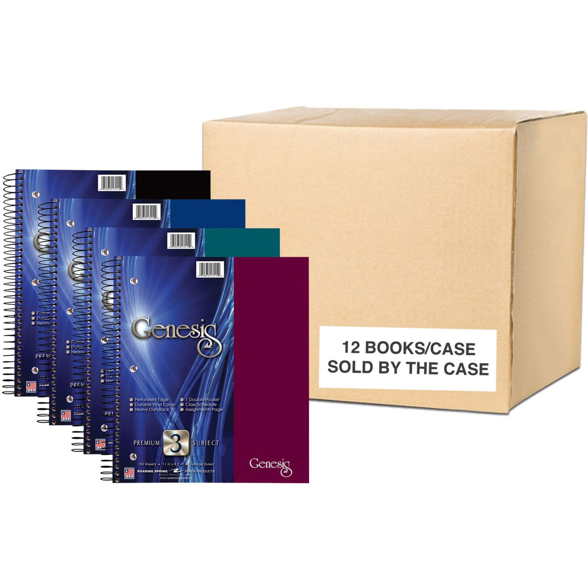 150 Sheets - 300 Pages - Printed - Spiral Bound - Both Side Ruling Surface - Red Margin - 3 Hole(s) - 15 lb Basis Weight - 56 g/m² Grammage - 11" x 9" Sheet Size - 0.50" Height x 9" Width x 11" Length - White Paper - Black Binding - 12 / Carton