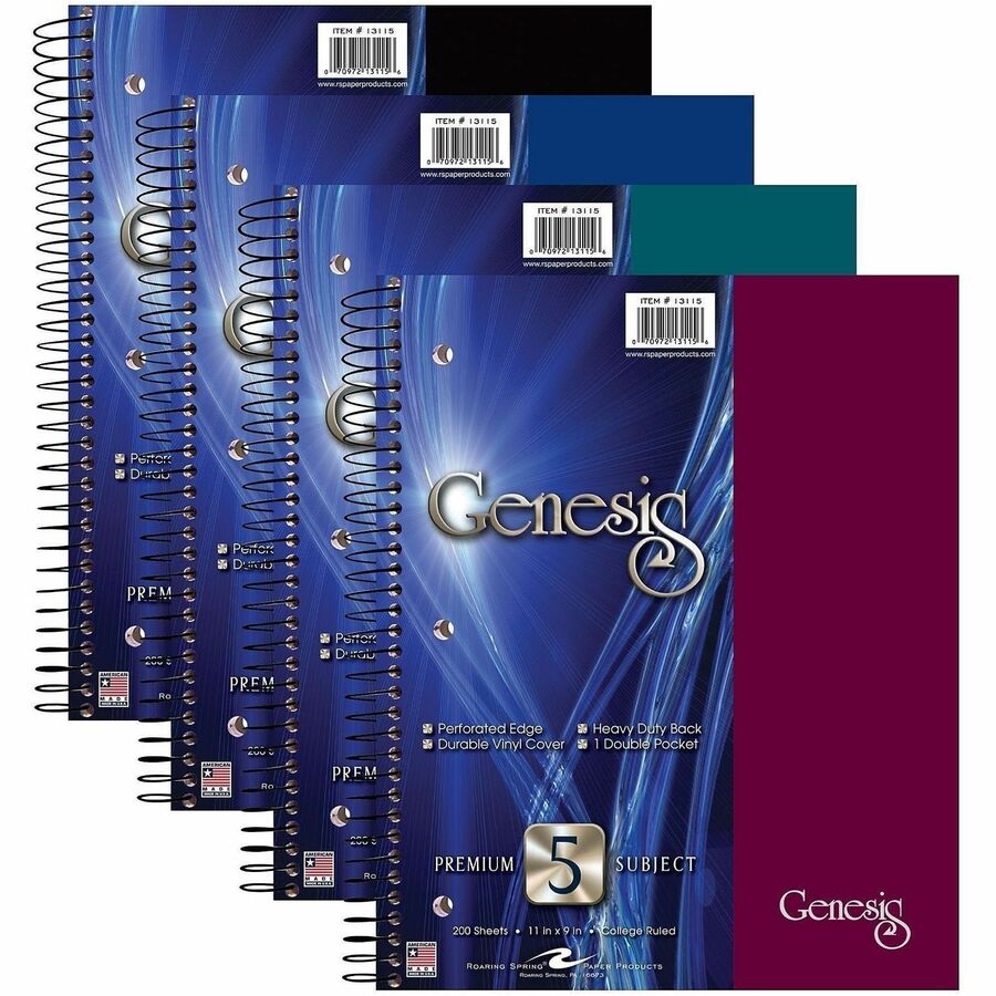 200 Sheets - 400 Pages - Printed - Spiral Bound - Both Side Ruling Surface - Red Margin - 3 Hole(s) - 15 lb Basis Weight - 56 g/m² Grammage - 11" x 9" Sheet Size - 0.75" Height x 9" Width x 11" Length - White Paper - Black Binding - 12 / Carton