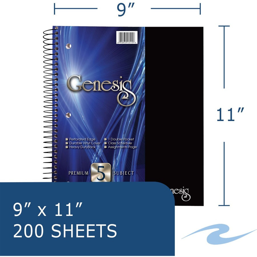 200 Sheets - 400 Pages - Printed - Spiral Bound - Both Side Ruling Surface - Red Margin - 3 Hole(s) - 15 lb Basis Weight - 56 g/m² Grammage - 11" x 9" Sheet Size - 0.75" Height x 9" Width x 11" Length - White Paper - Black Binding - 12 / Carton
