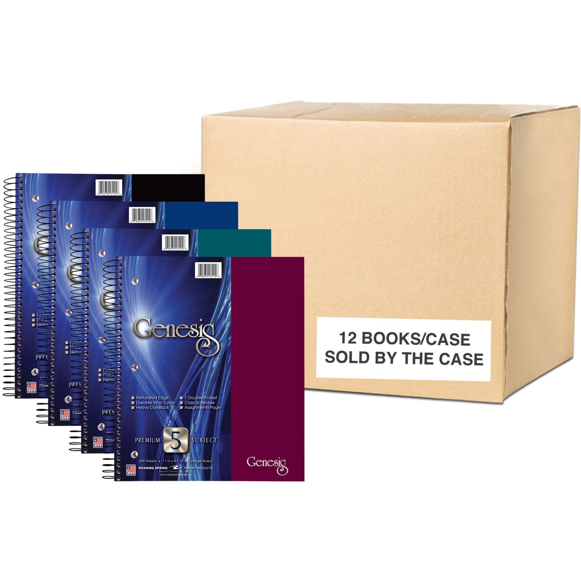 200 Sheets - 400 Pages - Printed - Spiral Bound - Both Side Ruling Surface - Red Margin - 3 Hole(s) - 15 lb Basis Weight - 56 g/m² Grammage - 11" x 9" Sheet Size - 0.75" Height x 9" Width x 11" Length - White Paper - Black Binding - 12 / Carton