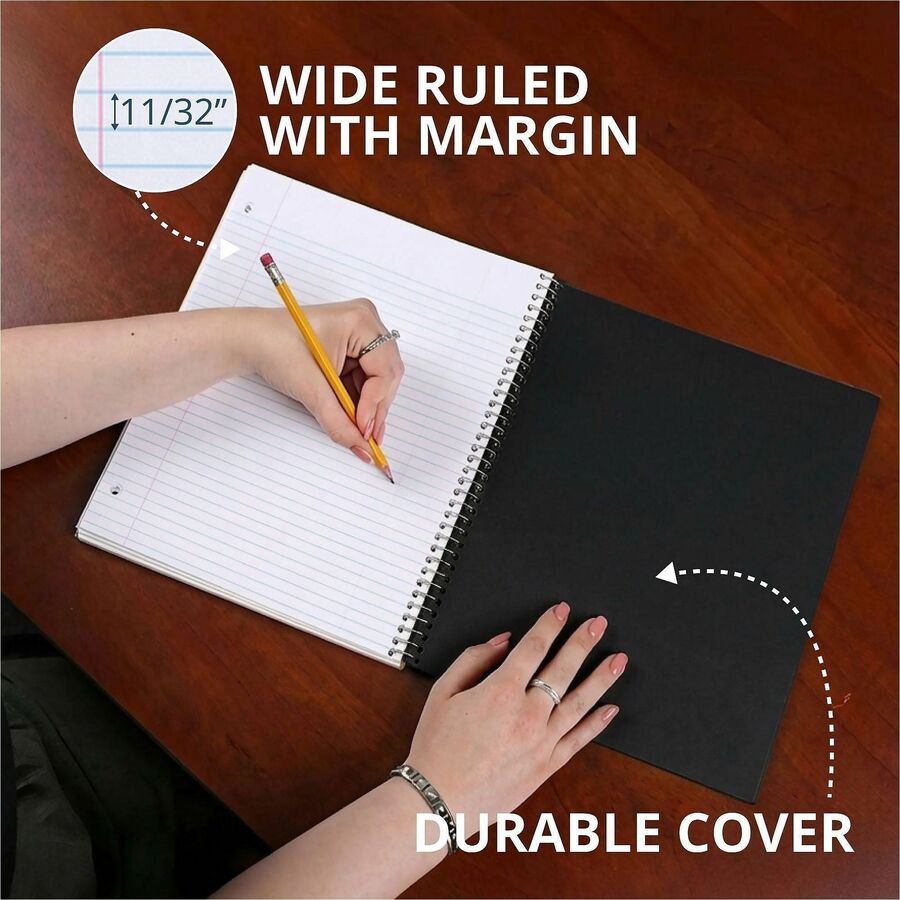 100 Sheets - 200 Pages - Printed - Spiral Bound - Both Side Ruling Surface - Red Margin - 3 Hole(s) - 15 lb Basis Weight - 56 g/m² Grammage - 10 1/2" x 8 1/2" Sheet Size - 0.50" Height x 8.5" Width x 10.5" Length - White Paper - 1 Carton