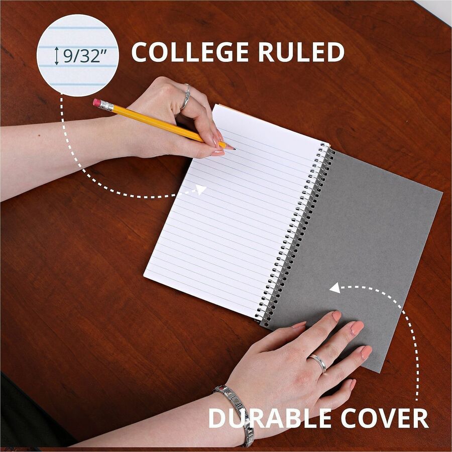 80 Sheets - 160 Pages - Printed - Spiral Bound - Both Side Ruling Surface - 15 lb Basis Weight - 56 g/m² Grammage - 8" x 5" Sheet Size - 0.30" Height x 5" Width x 8" Length - White Paper - 1 Carton
