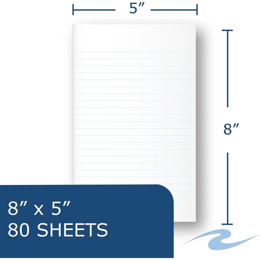 80 Sheets - 160 Pages - Printed - Spiral Bound - Both Side Ruling Surface - 15 lb Basis Weight - 56 g/m² Grammage - 8" x 5" Sheet Size - 0.30" Height x 5" Width x 8" Length - White Paper - 1 Carton