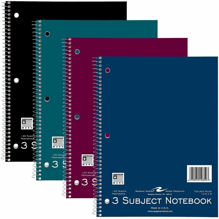 120 Sheets - 240 Pages - Printed - Spiral Bound - Both Side Ruling Surface - Red Margin - 3 Hole(s) - 15 lb Basis Weight - 56 g/m² Grammage - 10 1/2" x 8" Sheet Size - 0.50" Height x 8" Width x 10.5" Length - White Paper - Board Cover - 1 Carton