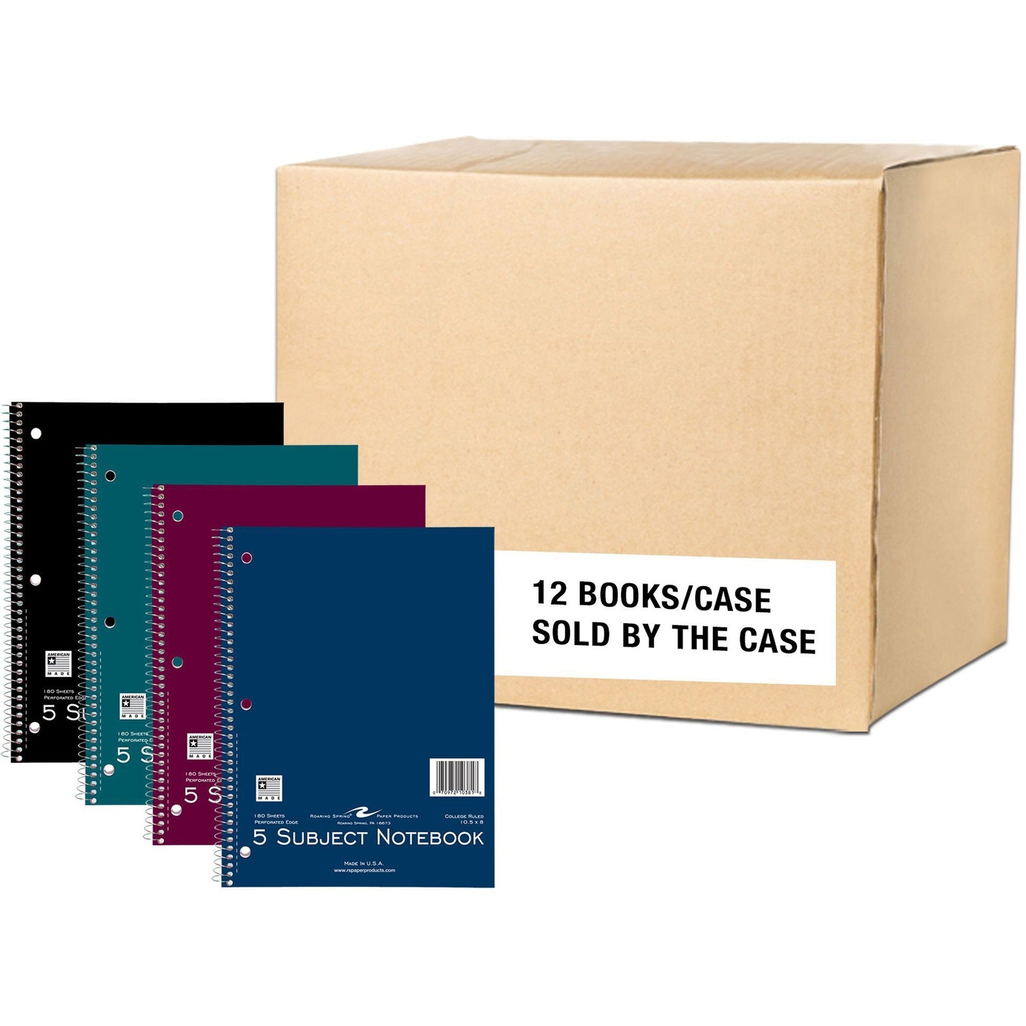 180 Sheets - 360 Pages - Printed - Spiral Bound - Both Side Ruling Surface - Red Margin - 3 Hole(s) - 15 lb Basis Weight - 56 g/m² Grammage - 10 1/2" x 8" Sheet Size - 0.75" Height x 8" Width x 10.5" Length - White Paper - Board Cover - 1 Carton