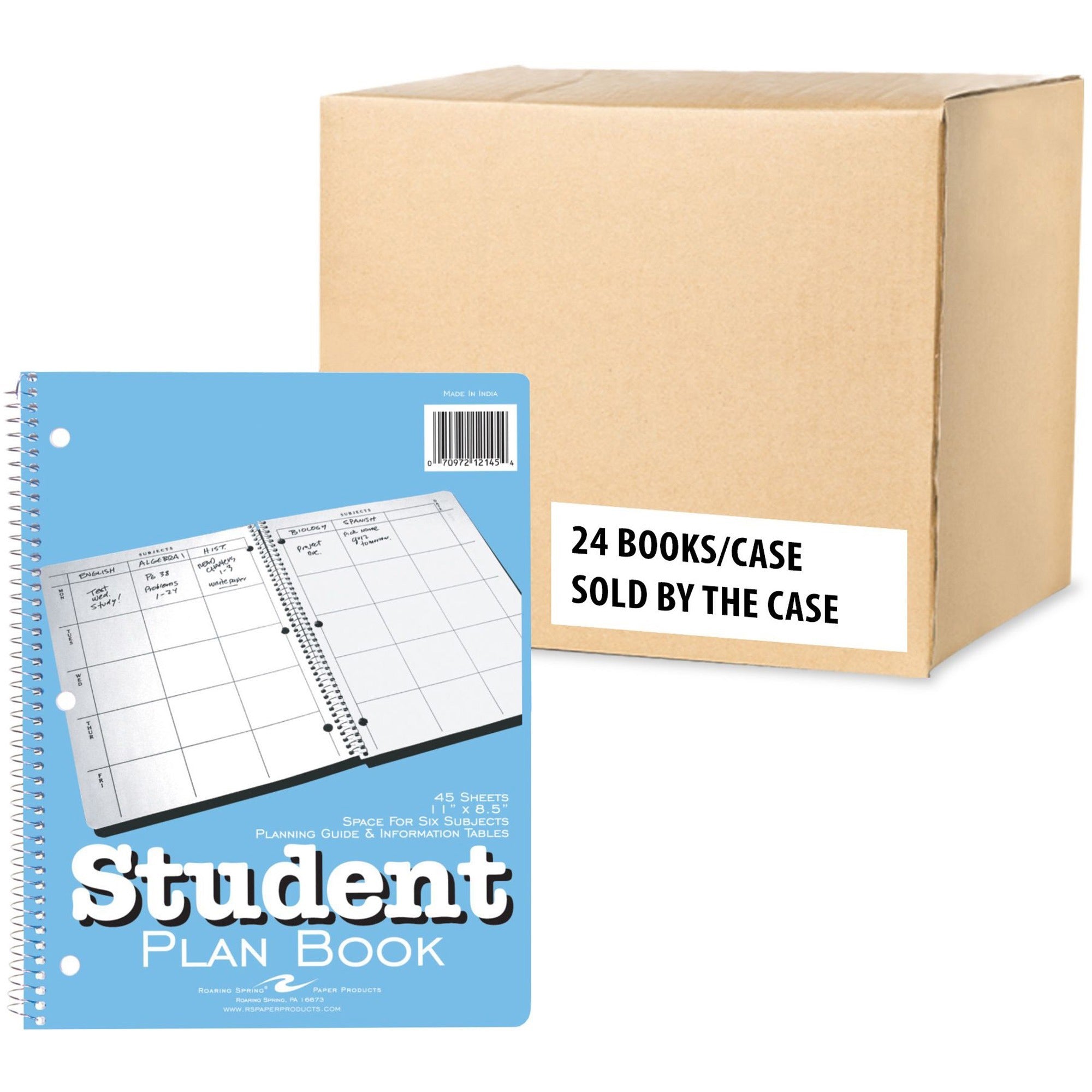 Academic - Weekly - 1 Week Double Page Layout - 8 1/2" x 11" Sheet Size - Green Sheet - 3 x Holes - Spiral Bound - White - Bond Paper - Blue Cover - 11" Height x 8.5" Width - Printed, Hole-punched, Smooth, Snag Proof - 1 Carton