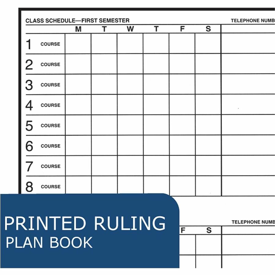 Academic - Weekly - 1 Week Double Page Layout - 8 1/2" x 11" Sheet Size - Green Sheet - 3 x Holes - Spiral Bound - White - Bond Paper - Blue Cover - 11" Height x 8.5" Width - Printed, Hole-punched, Smooth, Snag Proof - 1 Carton