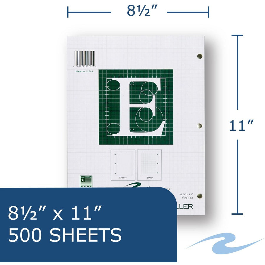 500 Sheets - 1000 Pages - Printed - Back Ruling Surface - 3 Hole(s) - 15 lb Basis Weight - 56 g/m² Grammage - 11" x 8 1/2" Sheet Size - 1.65" Height x 8.5" Width x 11" Length - Green Paper - 5 / Carton