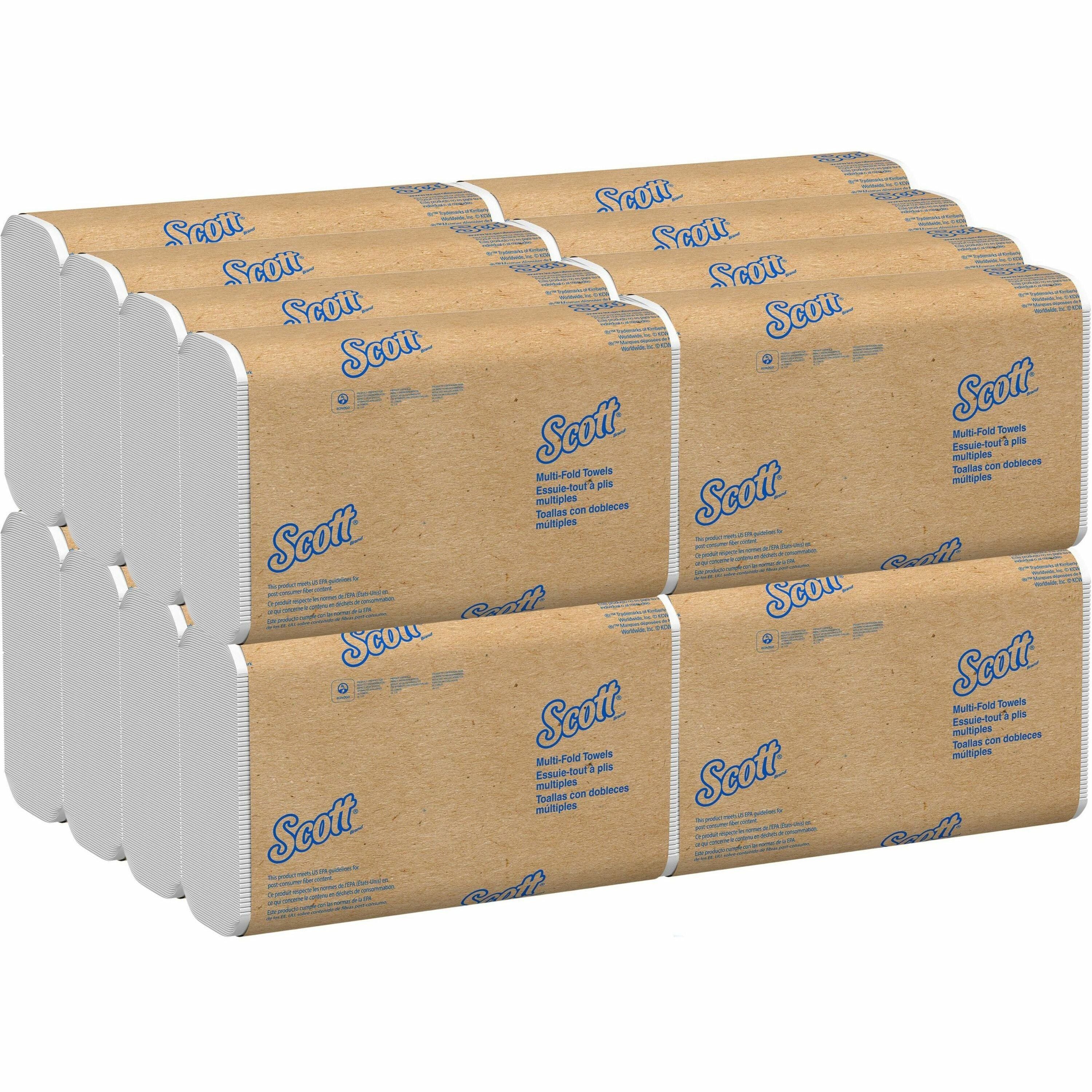 Multifold - 9.40" Width x 8" Length - 4000 Sheets - White - Fiber - 250/Pack - 16 / Carton