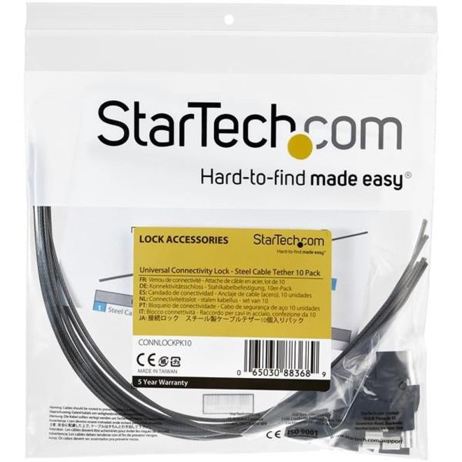 StarTech.com Steel Cable Tethers - Cable Tether - Black - 11.80" Length - Steel, Polyvinyl Chloride (PVC) - 10 / Pack - TAA Compliant