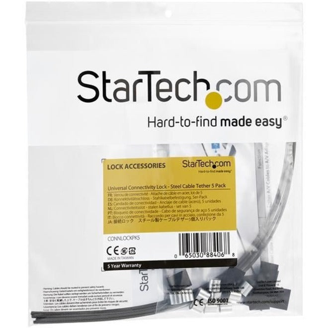 StarTech.com Steel Cable Tethers - Cable Tether - Silver - 11.80" Length - Steel, Polyvinyl Chloride (PVC) - 5 / Pack - TAA Compliant