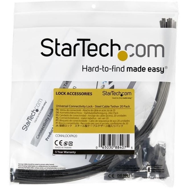 StarTech.com Steel Cable Tethers - Cable Tether - Black - 11.80" Length - Steel, Polyvinyl Chloride (PVC) - 20 / Pack - TAA Compliant