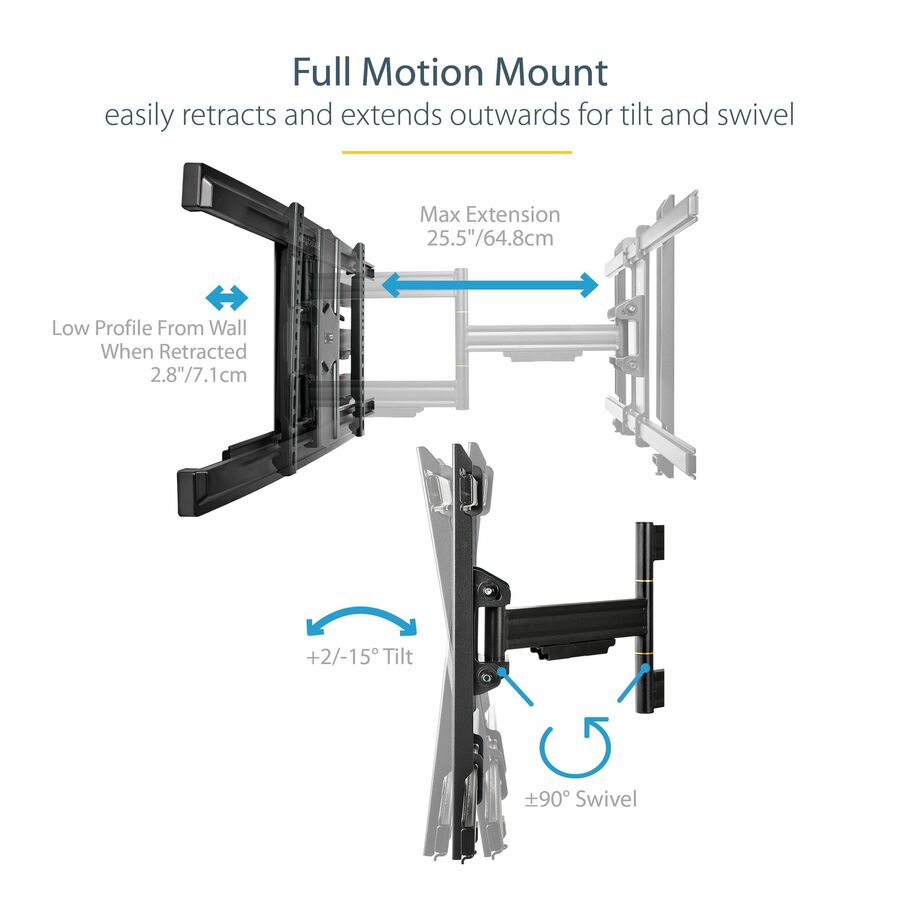 StarTech.com Wall Mount for Curved Screen Display, Flat Panel Display, Digital Signage Display - Black