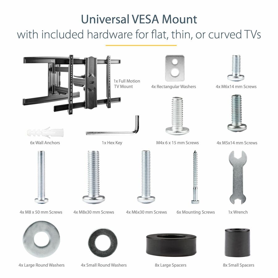 StarTech.com Wall Mount for Curved Screen Display, Flat Panel Display, Digital Signage Display - Black