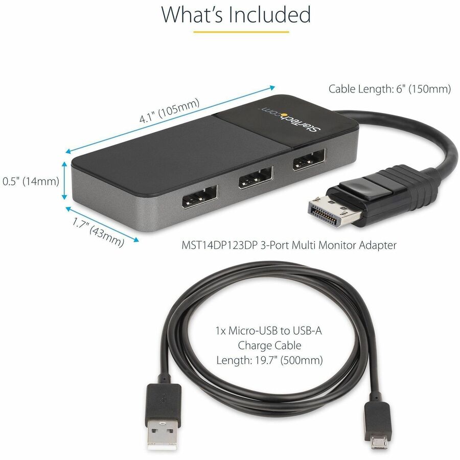 StarTech.com 3-Port DisplayPort MST Hub - DP 1.4