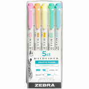 Broad Chisel, Fine Bullet Marker Point - Fluorescent Assorted Ink - White Barrel - 5 / Pack