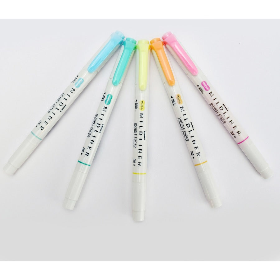 Broad Chisel, Fine Bullet Marker Point - Fluorescent Assorted Ink - White Barrel - 5 / Pack