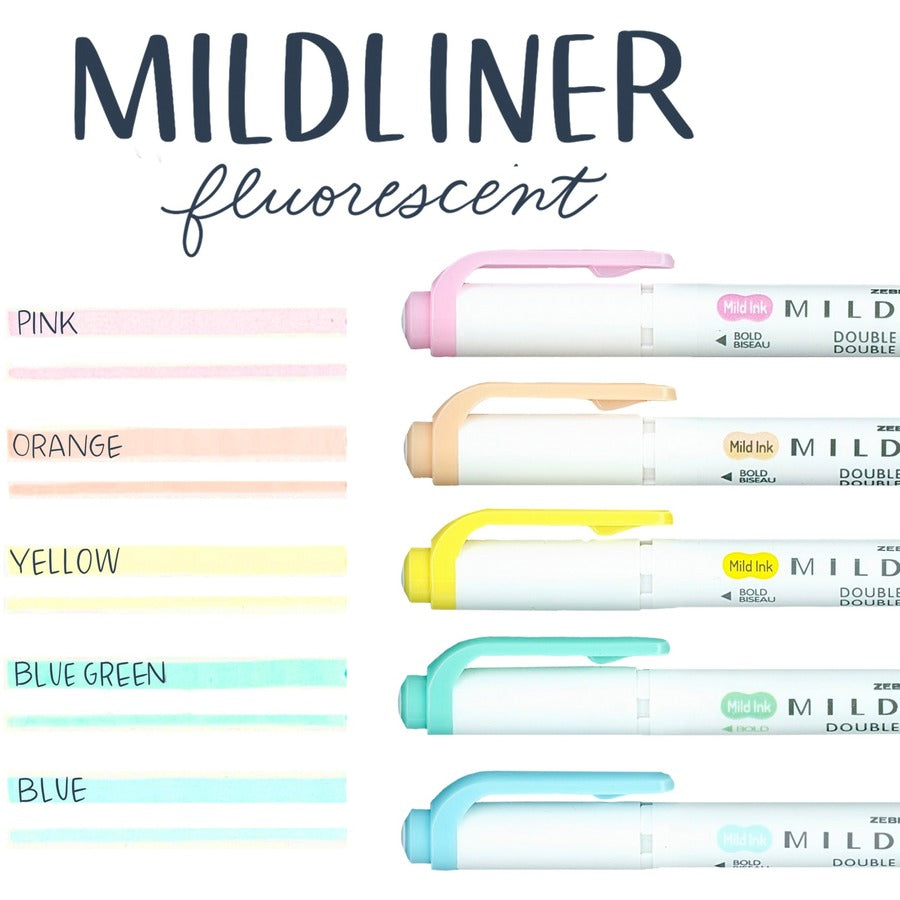 Broad Chisel, Fine Bullet Marker Point - Fluorescent Assorted Ink - White Barrel - 5 / Pack