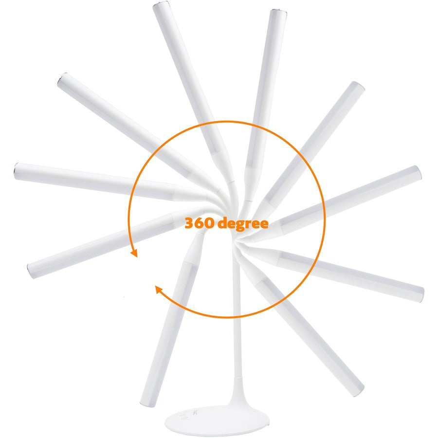Data Accessories Company Desk Lamp - 15" Height - 6 W LED Bulb - Desk Mountable - White - for Office, Home, Dorm