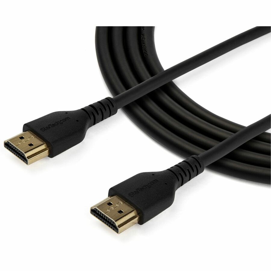 StarTech.com 2m (6.6 ft) Premium High Speed HDMI Cable with Ethernet, 4K 60Hz, Gold Plated Connectors, Shielded, Black, 1 Each
