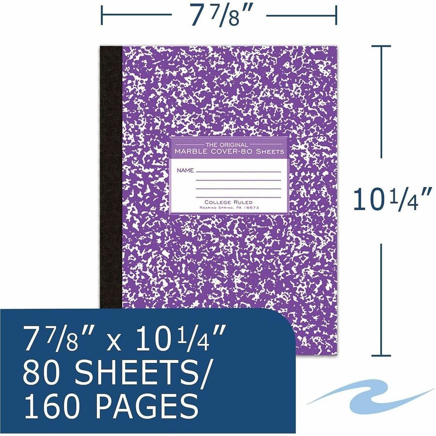80 Sheets - 160 Pages - Printed - Sewn/Tapebound - Both Side Ruling Surface - Red Margin - 15 lb Basis Weight - 56 g/m² Grammage - 10 1/4" x 7 7/8" Sheet Size - 0.50" Height x 7.9" Width x 10.3" Length - White Paper - Black Binding - 8 / Carton