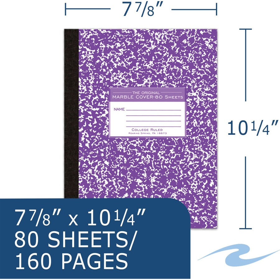 80 Sheets - 160 Pages - Printed - Sewn/Tapebound - Both Side Ruling Surface - Red Margin - 15 lb Basis Weight - 56 g/m² Grammage - 10 1/4" x 7 7/8" Sheet Size - 0.50" Height x 7.9" Width x 10.3" Length - White Paper - Black Binding - 8 / Carton