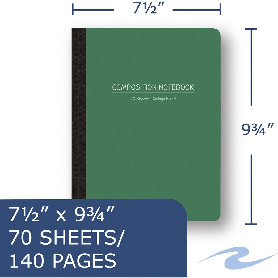 70 Sheets - 140 Pages - Printed - Sewn/Tapebound - Both Side Ruling Surface - Red Margin - 15 lb Basis Weight - 56 g/m² Grammage - 9 3/4" x 7 1/2" Sheet Size - 0.33" Height x 7.5" Width x 9.8" Length - White Paper - Black Binding - 1 Carton