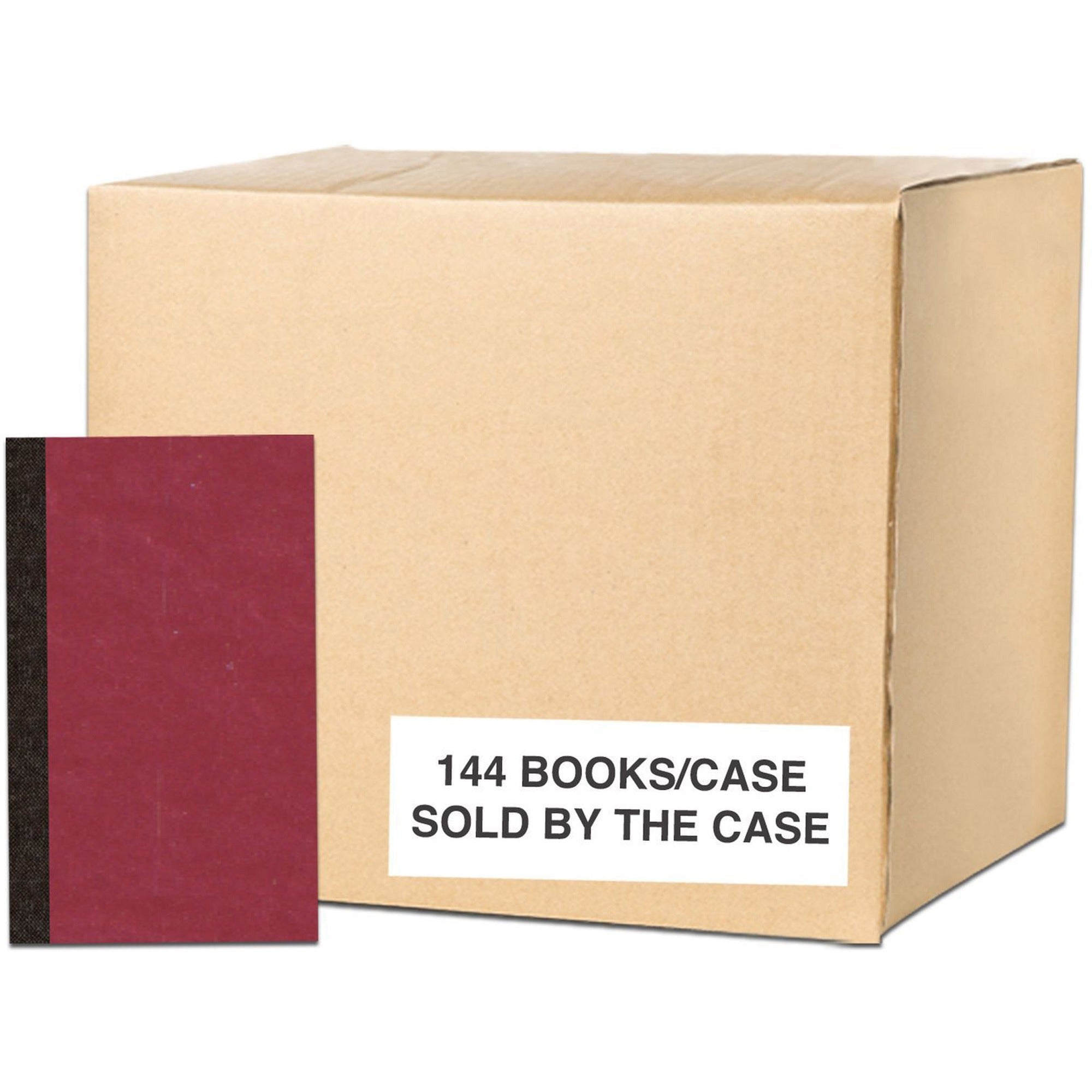 72 Sheets - 144 Pages - Printed - Sewn/Tapebound - Both Side Ruling Surface - 15 lb Basis Weight - 56 g/m² Grammage - 6 1/8" x 3 3/4" Sheet Size - 0.25" Height x 3.8" Width x 6.1" Length - White Paper - Black Binding - 144 / Carton