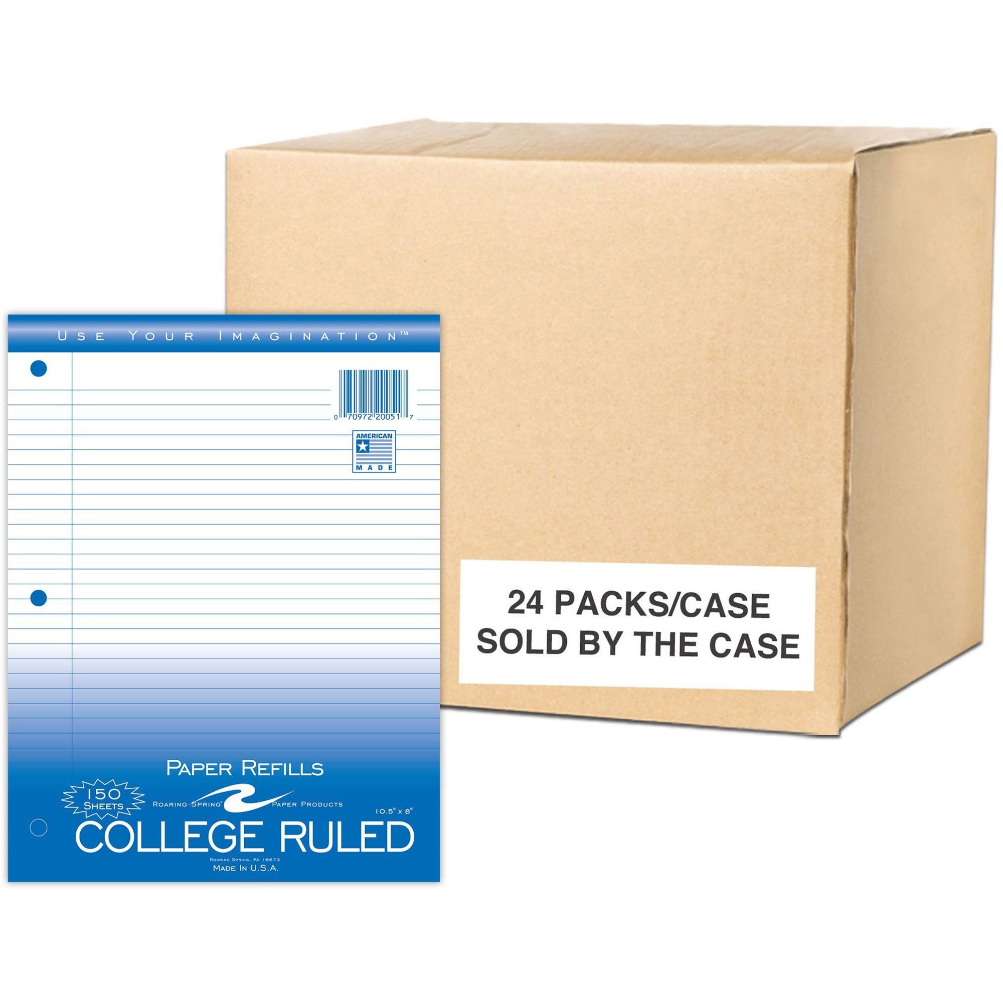 150 Sheets - 300 Pages - Printed - Both Side Ruling Surface - Red Margin - 3 Hole(s) - 15 lb Basis Weight - 56 g/m² Grammage - 10 1/2" x 8" Sheet Size - 0.50" Height x 8" Width x 10.5" Length - White Paper - 1 Carton