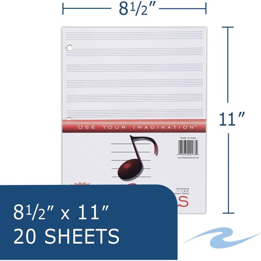 20 Sheets - 40 Pages - Printed - Ring - Both Side Ruling Surface - 3 Hole(s) - 32 lb Basis Weight - 119 g/m² Grammage - 11" x 8 1/2" Sheet Size - 0.20" Height x 8.5" Width x 11" Length - White Paper - 24 / Carton