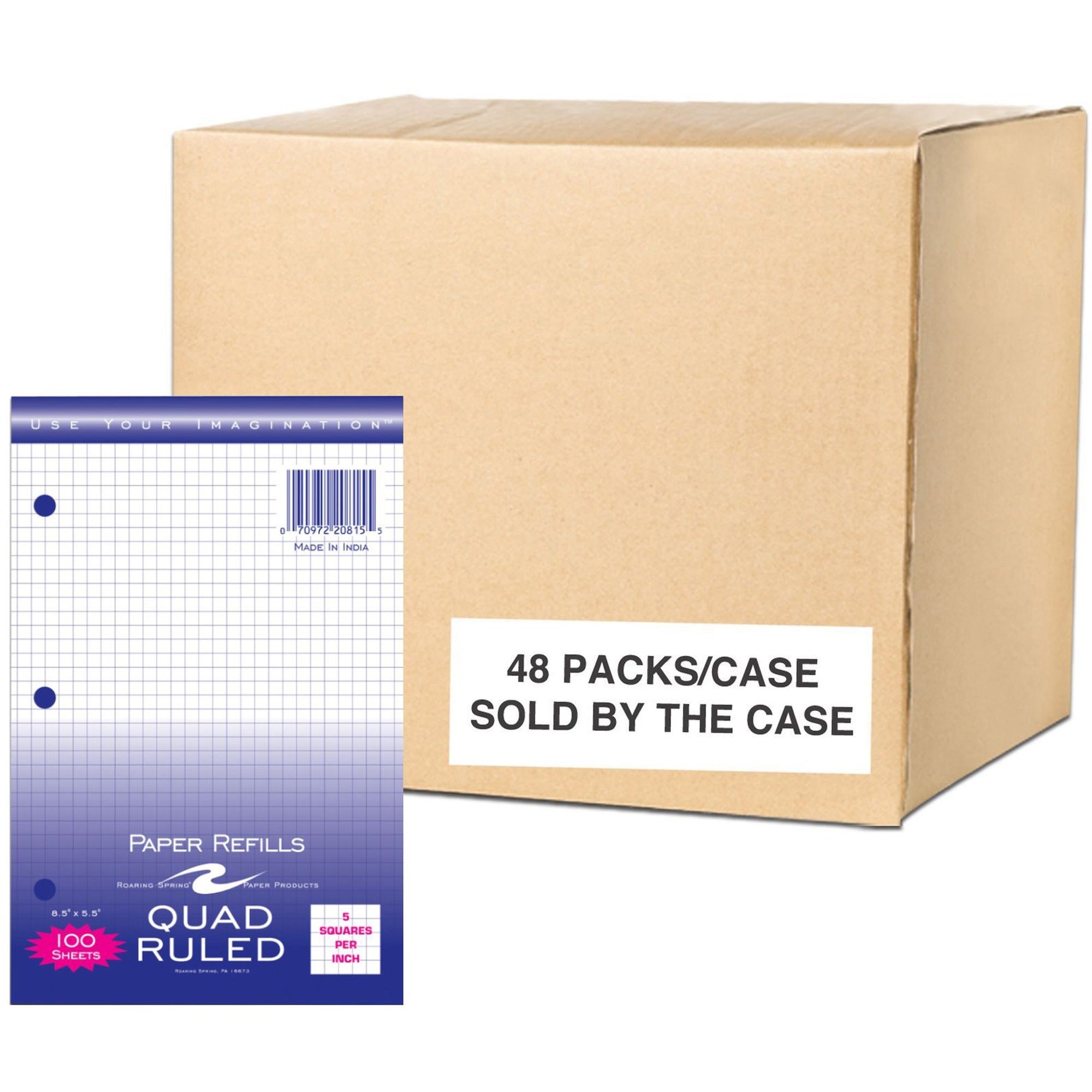 100 Sheets - 200 Pages - Printed - Ring - Both Side Ruling Surface - Red Margin - 3 Hole(s) - 15 lb Basis Weight - 56 g/m² Grammage - 8 1/2" x 5 1/2" Sheet Size - 0.33" Height x 5.5" Width x 8.5" Length - White Paper - 1 Carton
