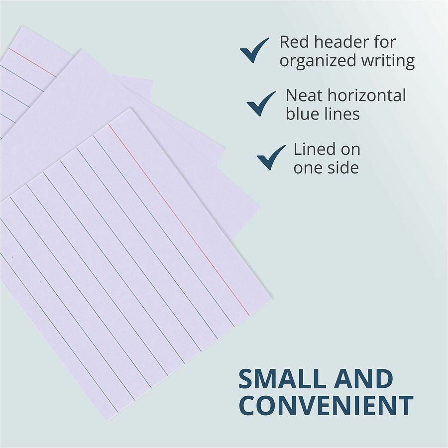 Roaring Spring PaperTrail Ruled Index Cards - 200 Sheets - 400 Pages - Printed - Front Ruling Surface - 43 lb Basis Weight - 160 g/m² Grammage - 3" x 2 1/2" Sheet Size - 3" Height x 2.5" Width x 1.4" Length - White Paper - 200/Pack - 1 Carton