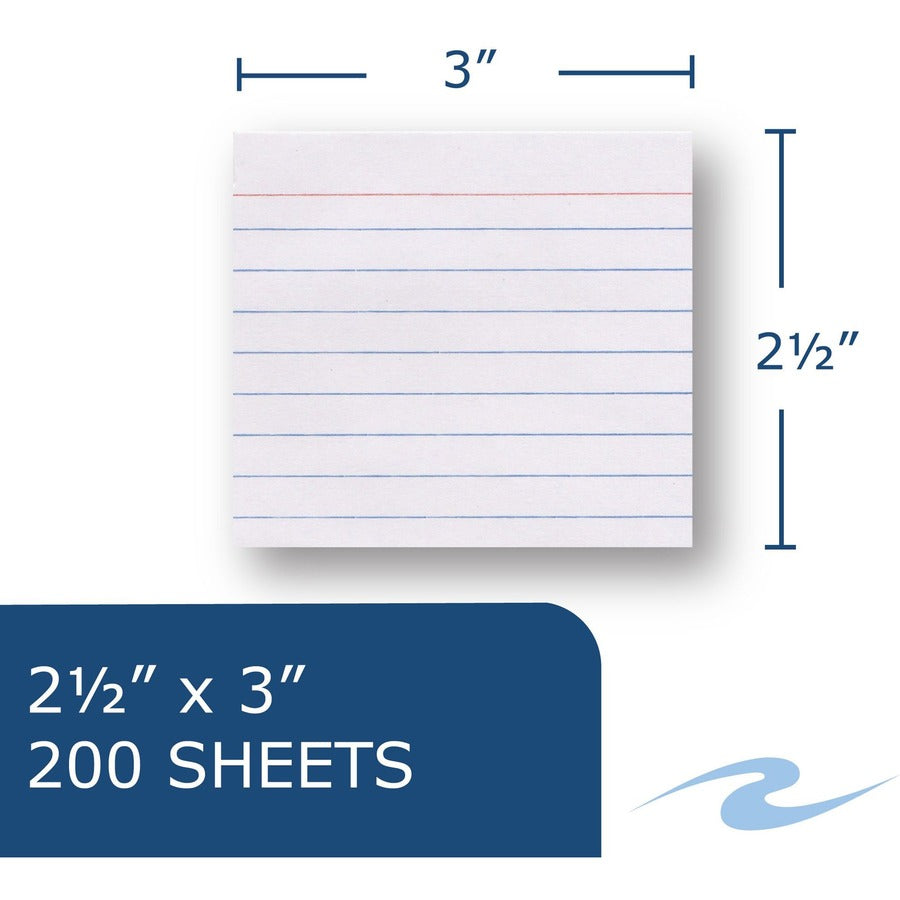 Roaring Spring PaperTrail Ruled Index Cards - 200 Sheets - 400 Pages - Printed - Front Ruling Surface - 43 lb Basis Weight - 160 g/m² Grammage - 3" x 2 1/2" Sheet Size - 3" Height x 2.5" Width x 1.4" Length - White Paper - 200/Pack - 1 Carton