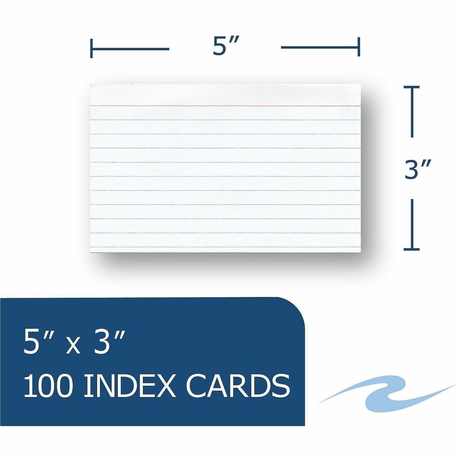 Roaring Spring EnviroNotes Index Cards, 5" x 3", White, Narrow Ruled, 100 Sheets/Pack, 36 Packs/Carton, Recycled Paper
