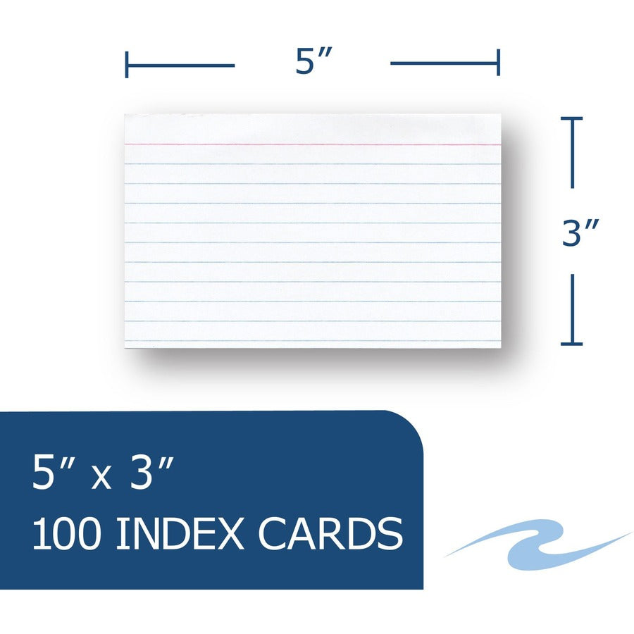 Roaring Spring EnviroNotes Index Cards, 5" x 3", White, Narrow Ruled, 100 Sheets/Pack, 36 Packs/Carton, Recycled Paper