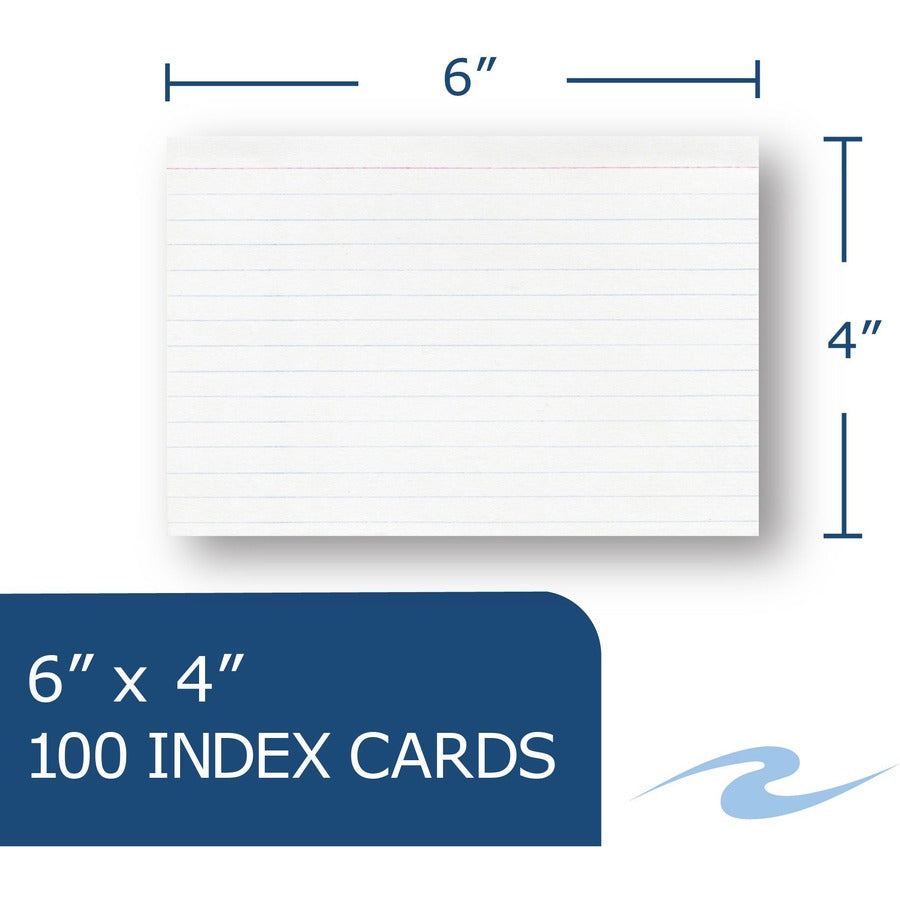 Roaring Spring EnviroNotes Index Cards, 6" x 4", White, Printed Front, Narrow Ruled, 100 Sheets per Pack, 36 Packs per Carton, Recycled Paper