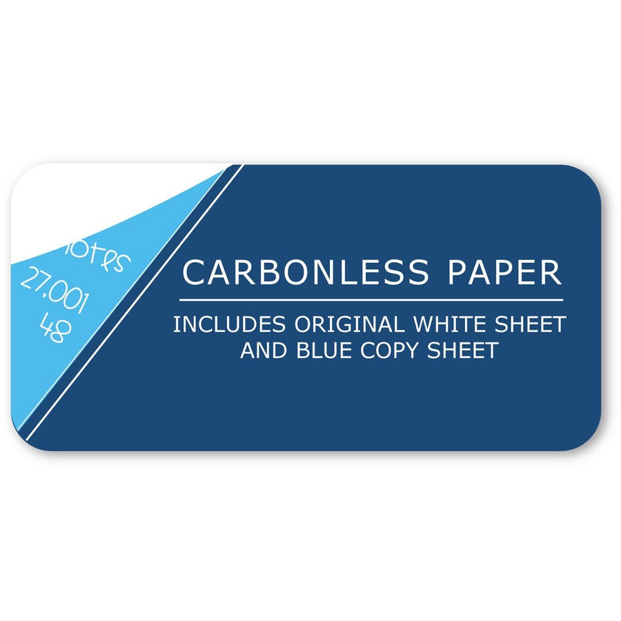 200 Sheets - 400 Pages - Printed - Stapled/Tapebound - Front Ruling Surface - 15 lb Basis Weight - 56 g/m² Grammage - 11" x 9 1/4" Sheet Size - 0.75" Height x 9.3" Width x 11" Length - White, Blue Paper - Black Binding - Chipboard Cover - 5 / Carton