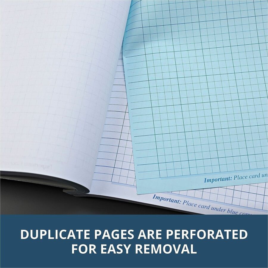 200 Sheets - 400 Pages - Printed - Stapled/Tapebound - Front Ruling Surface - 15 lb Basis Weight - 56 g/m² Grammage - 11" x 9 1/4" Sheet Size - 0.75" Height x 9.3" Width x 11" Length - White, Blue Paper - Black Binding - Chipboard Cover - 5 / Carton