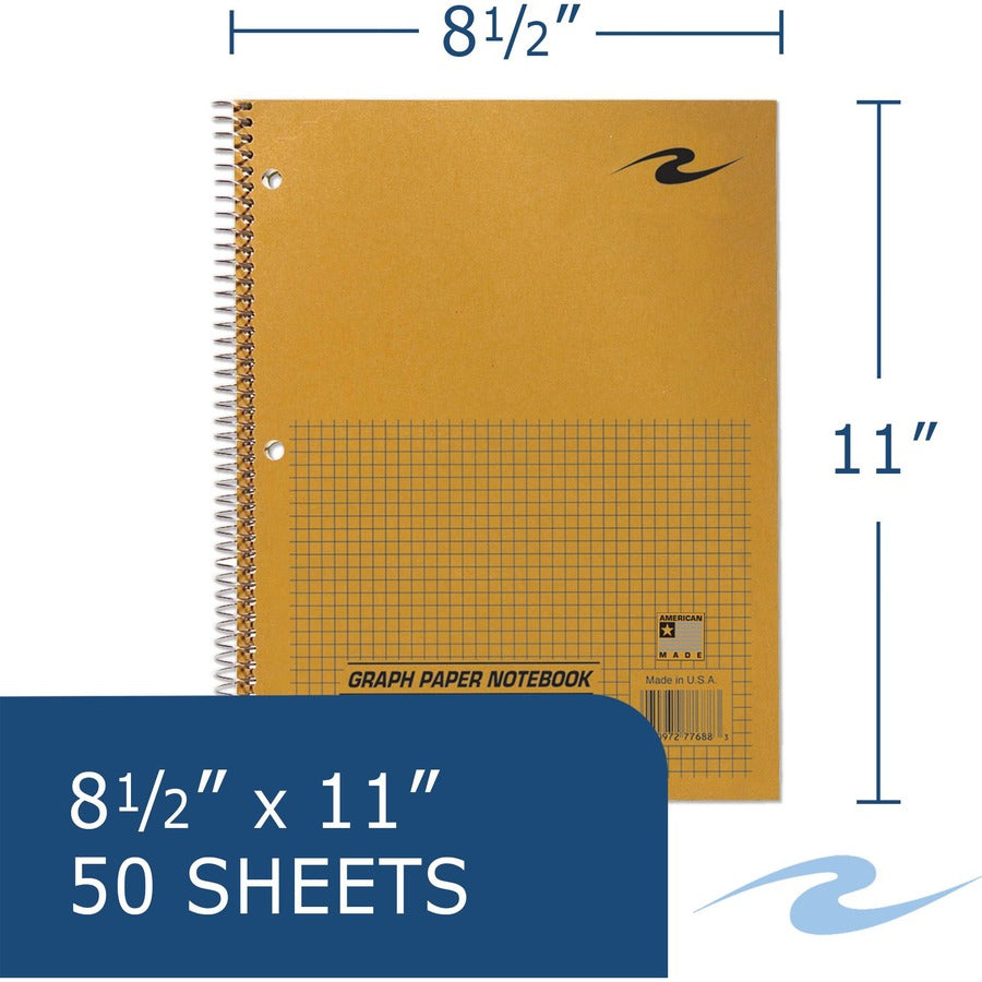 50 Sheets - 100 Pages - Printed - Spiral Bound - Both Side Ruling Surface - 3 Hole(s) - 20 lb Basis Weight - 75 g/m² Grammage - 11" x 8 1/2" Sheet Size - 0.30" Height x 8.5" Width x 11" Length - White Paper - 1 Carton