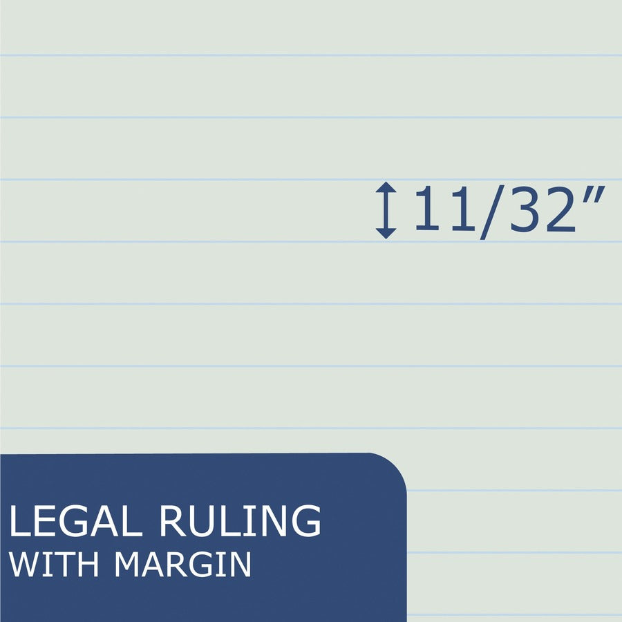 Roaring Spring EnviroShades Legal Pad, 11 3/4" x 8 1/2", 50 Sheets, 100 Pages, Wide Ruled, Assorted Colors, Recycled, Stapled/Tapebound, Chipboard Cover, 6 Pads/Pack, 6 Packs/Carton