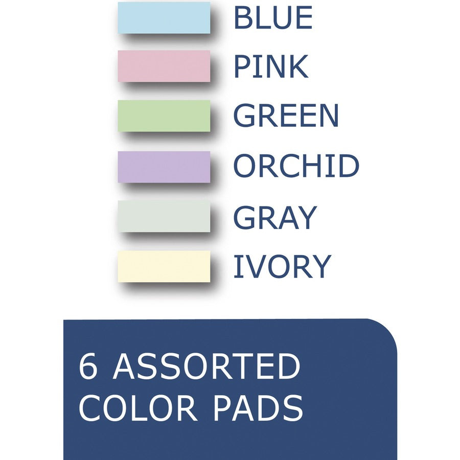 Roaring Spring EnviroShades Legal Pad, 11 3/4" x 8 1/2", 50 Sheets, 100 Pages, Wide Ruled, Assorted Colors, Recycled, Stapled/Tapebound, Chipboard Cover, 6 Pads/Pack, 6 Packs/Carton