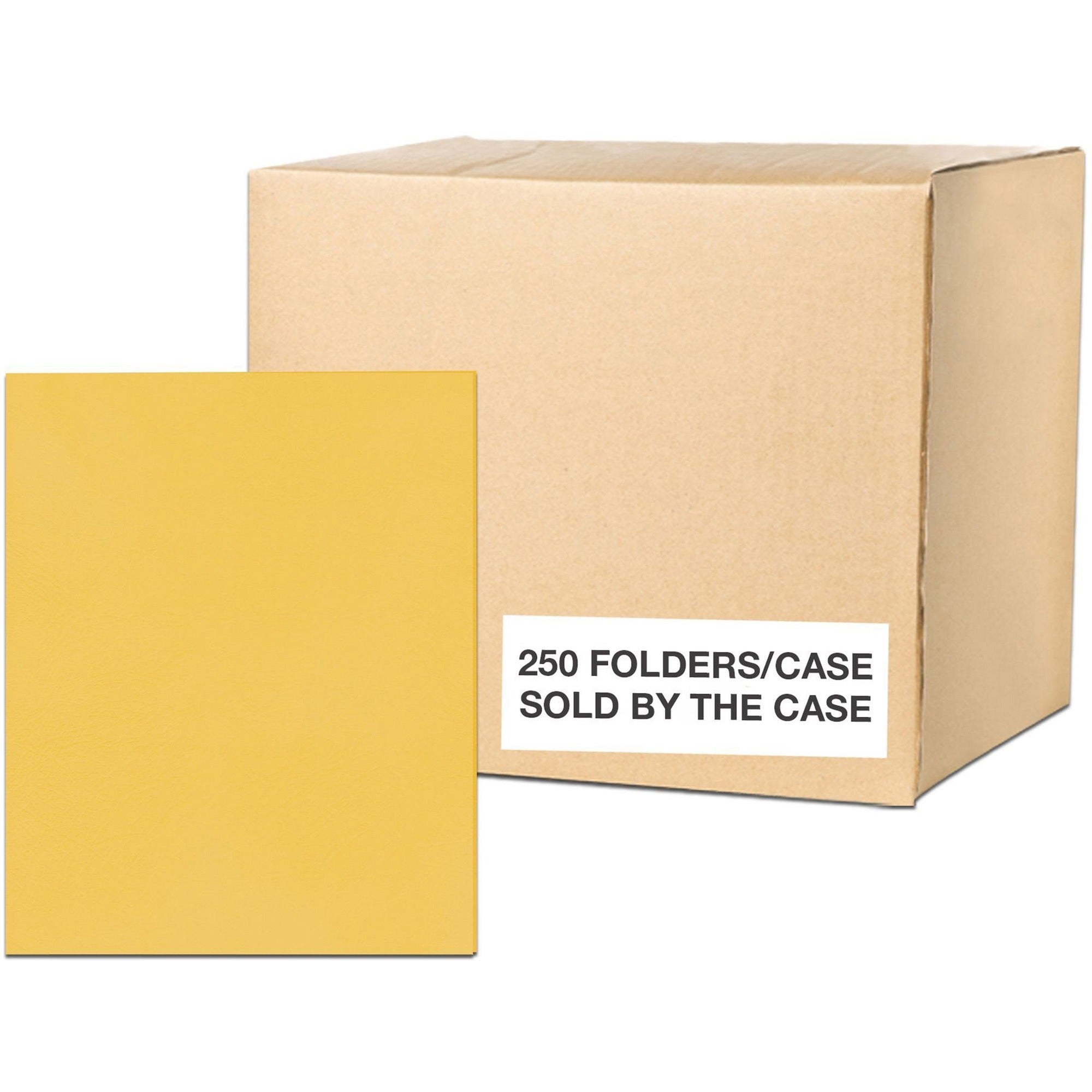 Roaring Spring Letter Pocket Folder - 8 1/2" x 11" - 50 Sheets Capacity - 2 Internal Pocket(s) - 11 pt. - Gold - 25/Box - 1 Carton